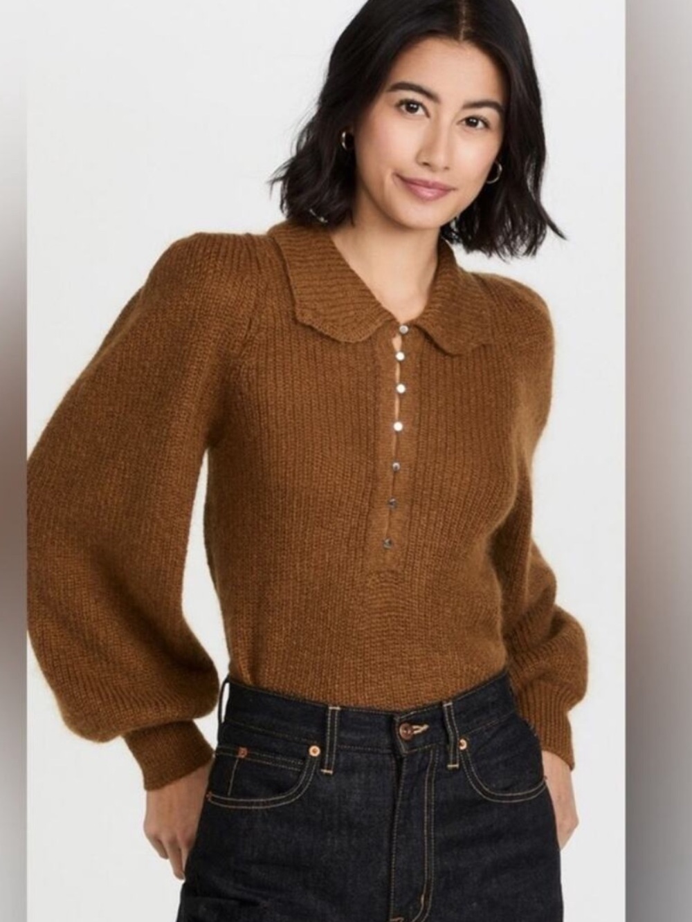 ba&sh Tilte Puff Sleeve Knit Sweater Sz 3